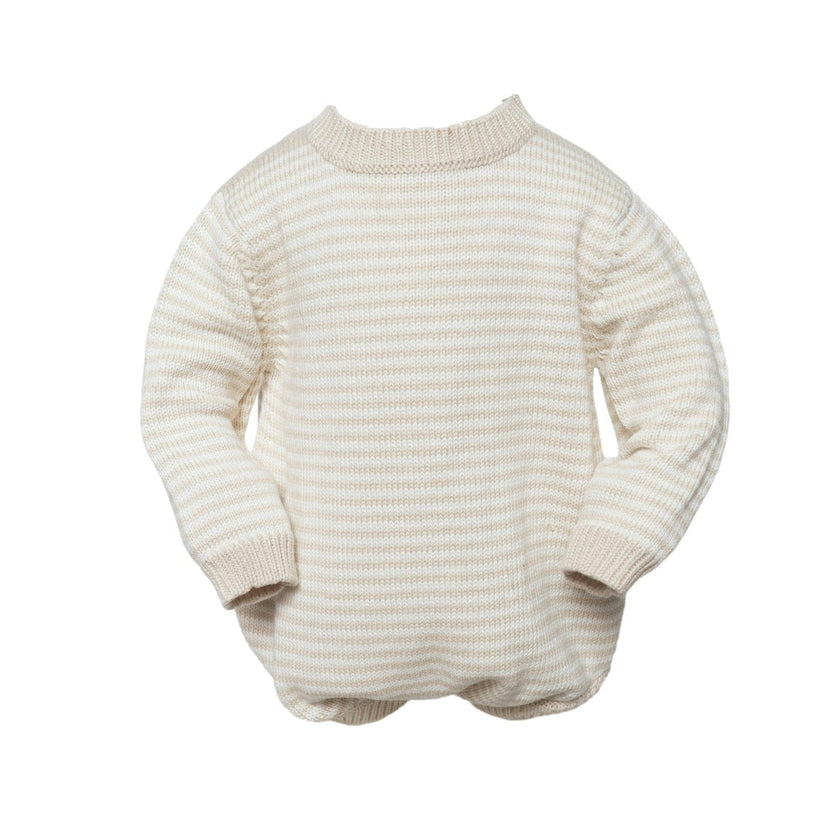 Baby Knit Romper Oatmeal Stripe