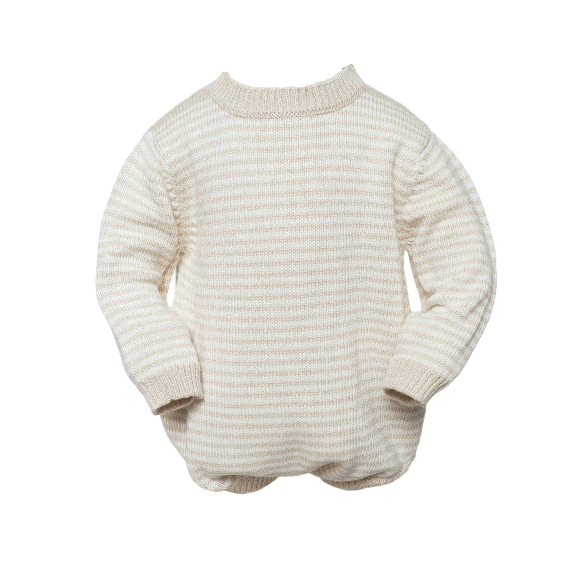 Baby Knit Romper Oatmeal Stripe