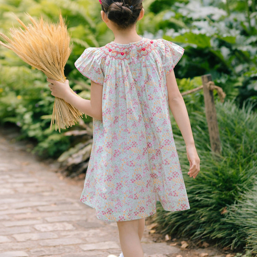 Prune Floral Frills Bishop Dress