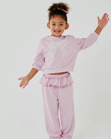 Lace Bow Sweatshirt Set