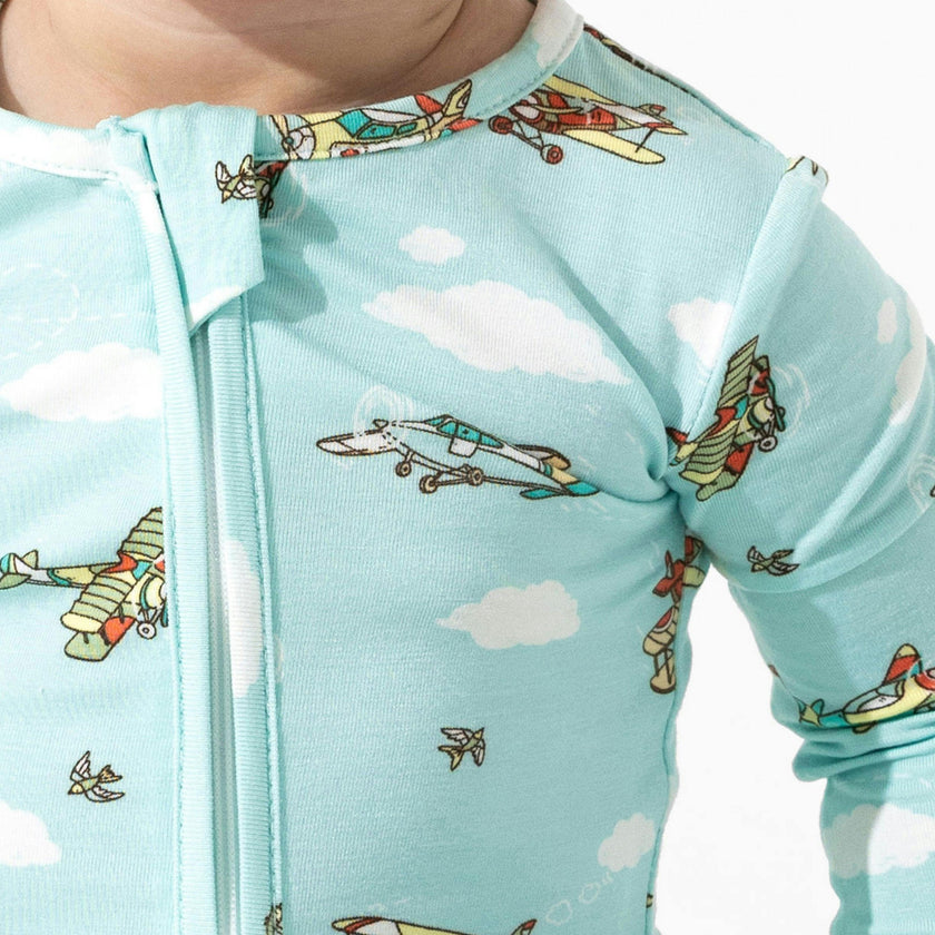 Vintage Airplanes Bamboo Convertible Footie