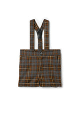 Plaid Woven Suspender Overall