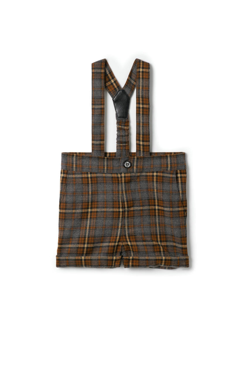 Plaid Woven Suspender Overall