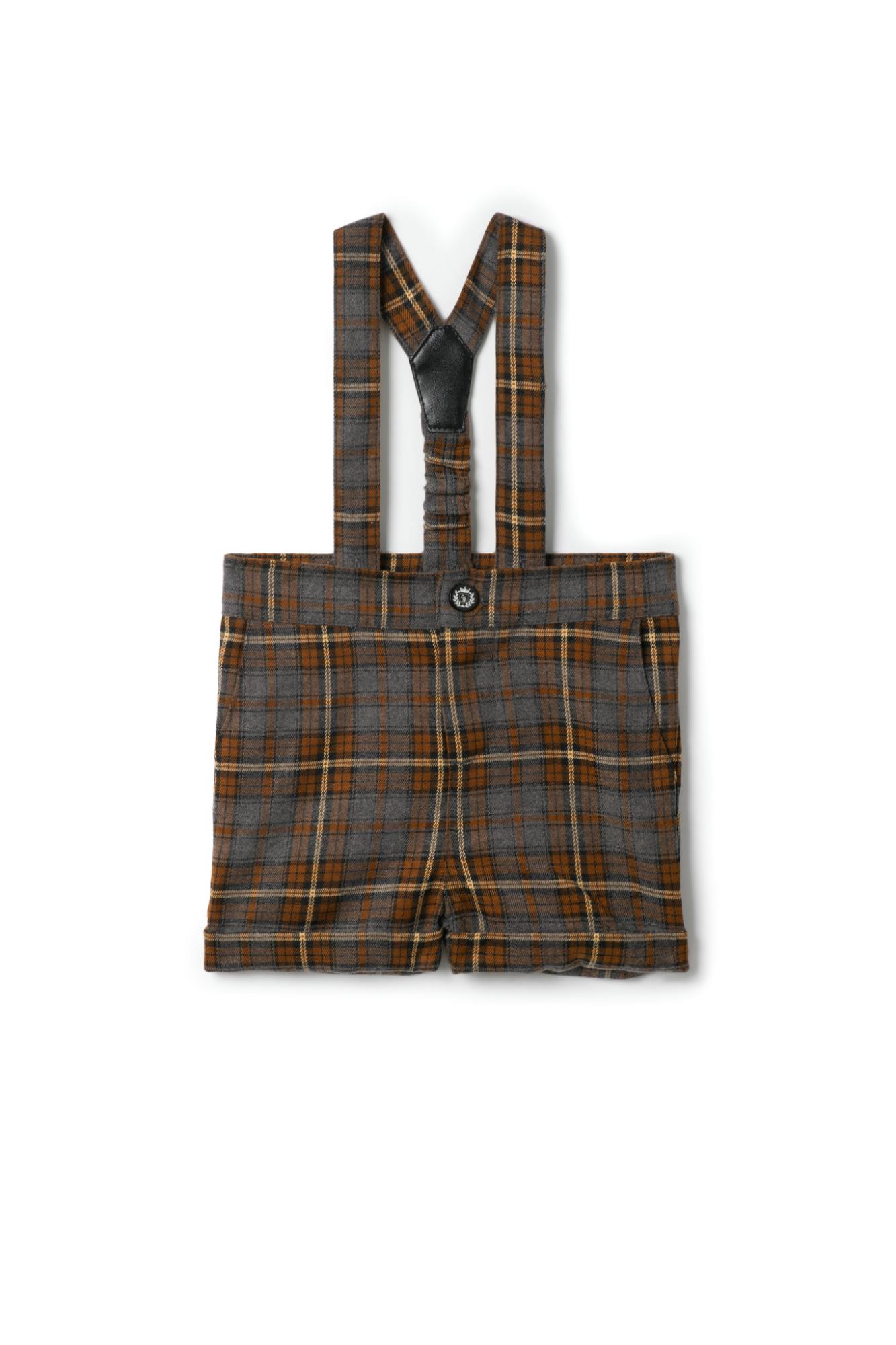 Plaid Woven Suspender Overall