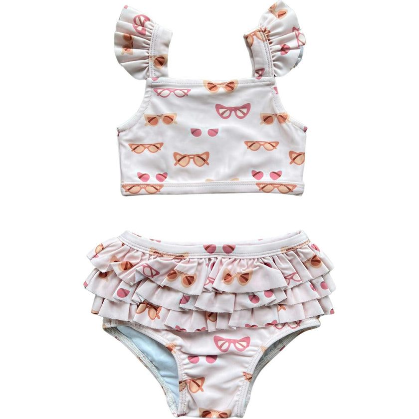 Girl's Two-Piece Swim Set Tropical Stripe