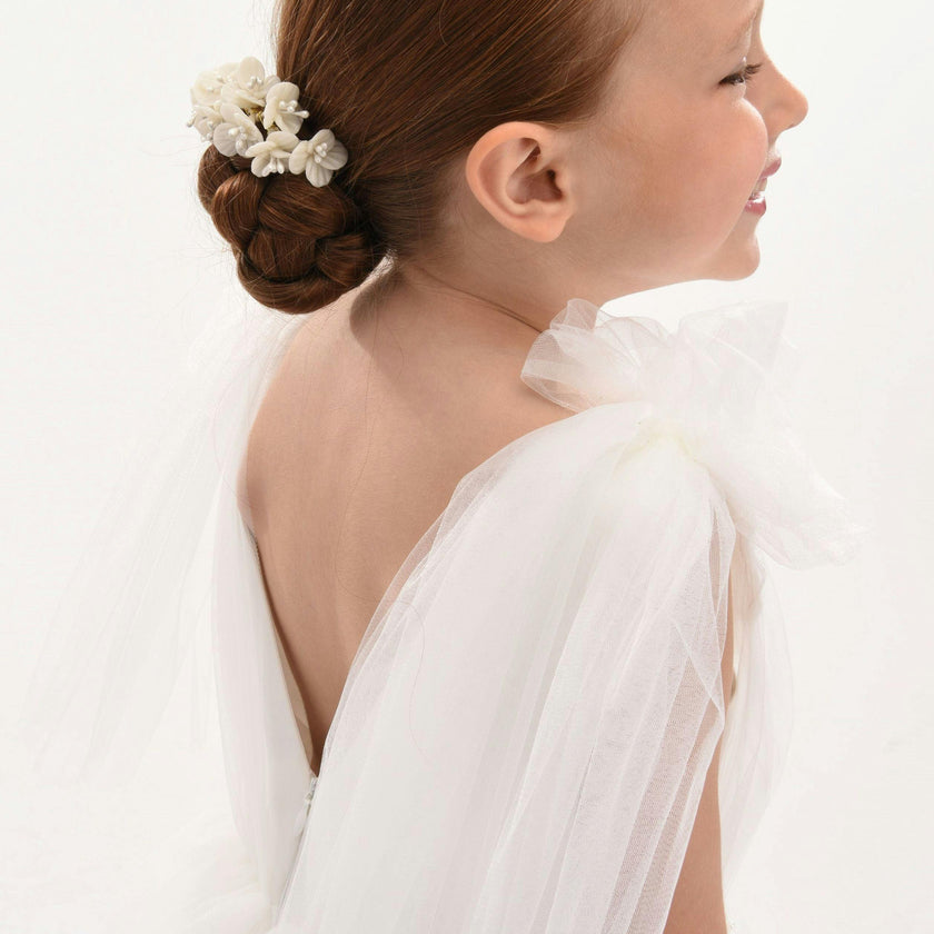 White Aspen Tulle Bow Dress