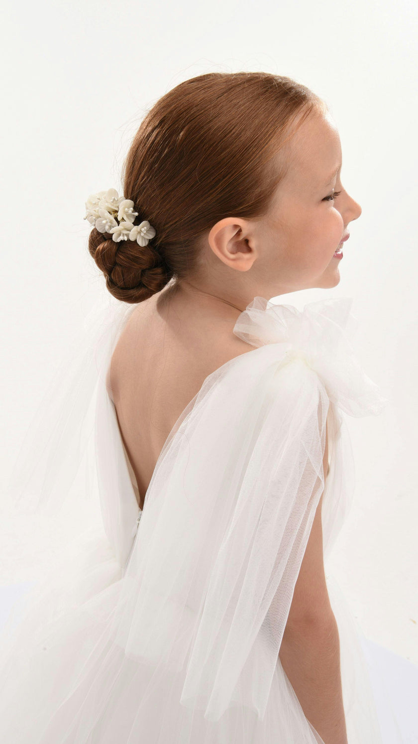 White Aspen Tulle Bow Dress
