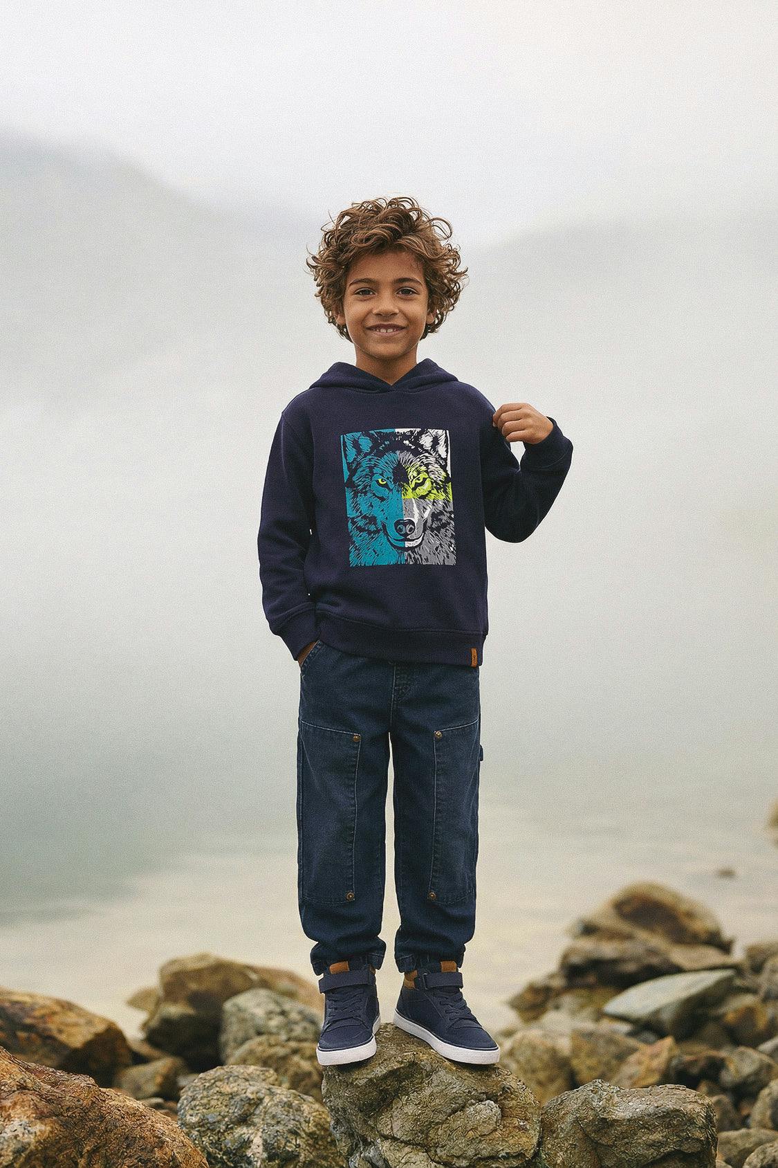 Fleece Hooded Sweatshirt Dark Blue
