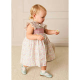 Adelaide Floral Hand Smocked Ruffle Collar Cap Sleeve Dress in Pink (12mths-6yrs)
