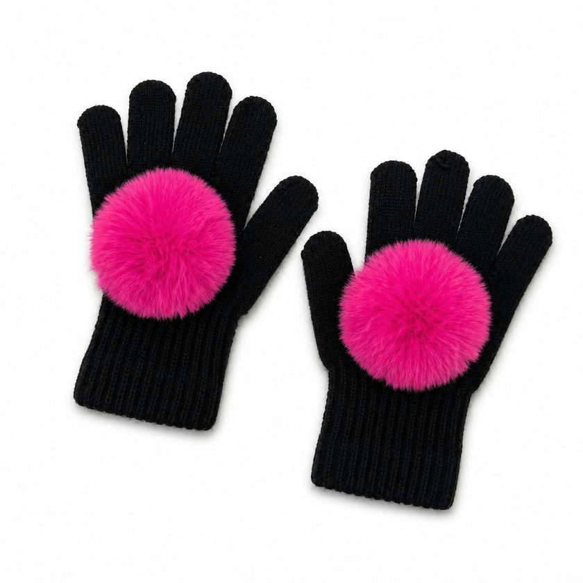Faux Fur Pom Pom Gloves