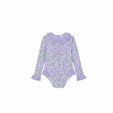 Long Sleeve One-Piece Swimsuit, Purple | POPPY BABY
