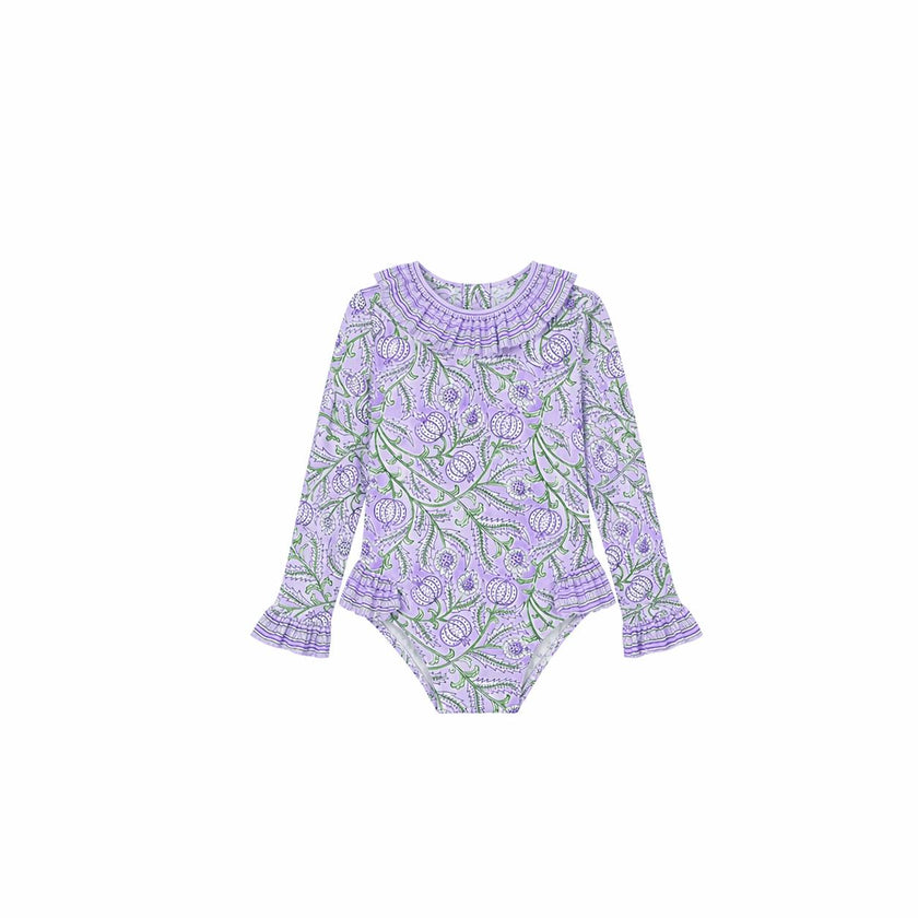 Long Sleeve One-Piece Swimsuit, Purple | POPPY BABY