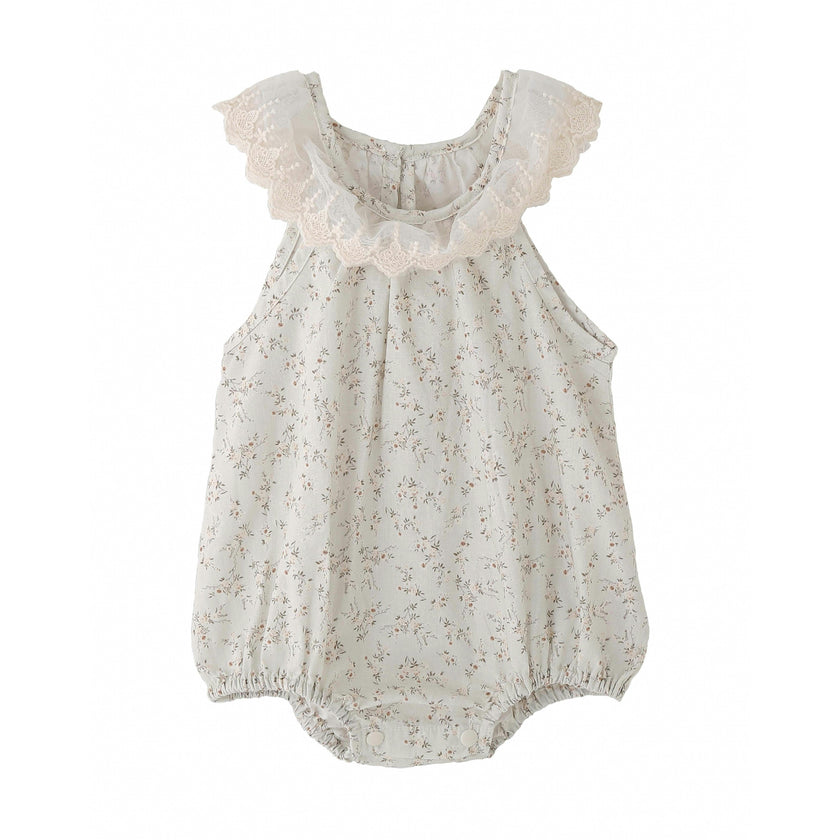 Cream Floral Lace Romper