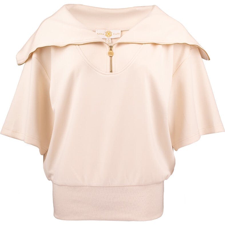 Women's Josie Short Sleeve Half-Zip Sweatshirt, Cream