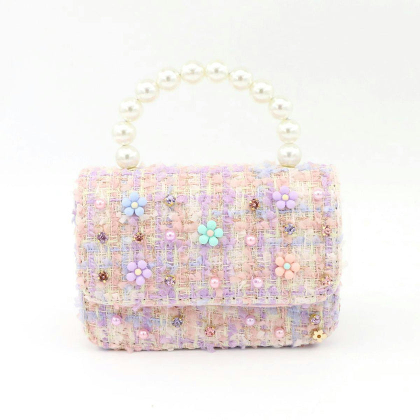 Multi Flower Tweed Purse
