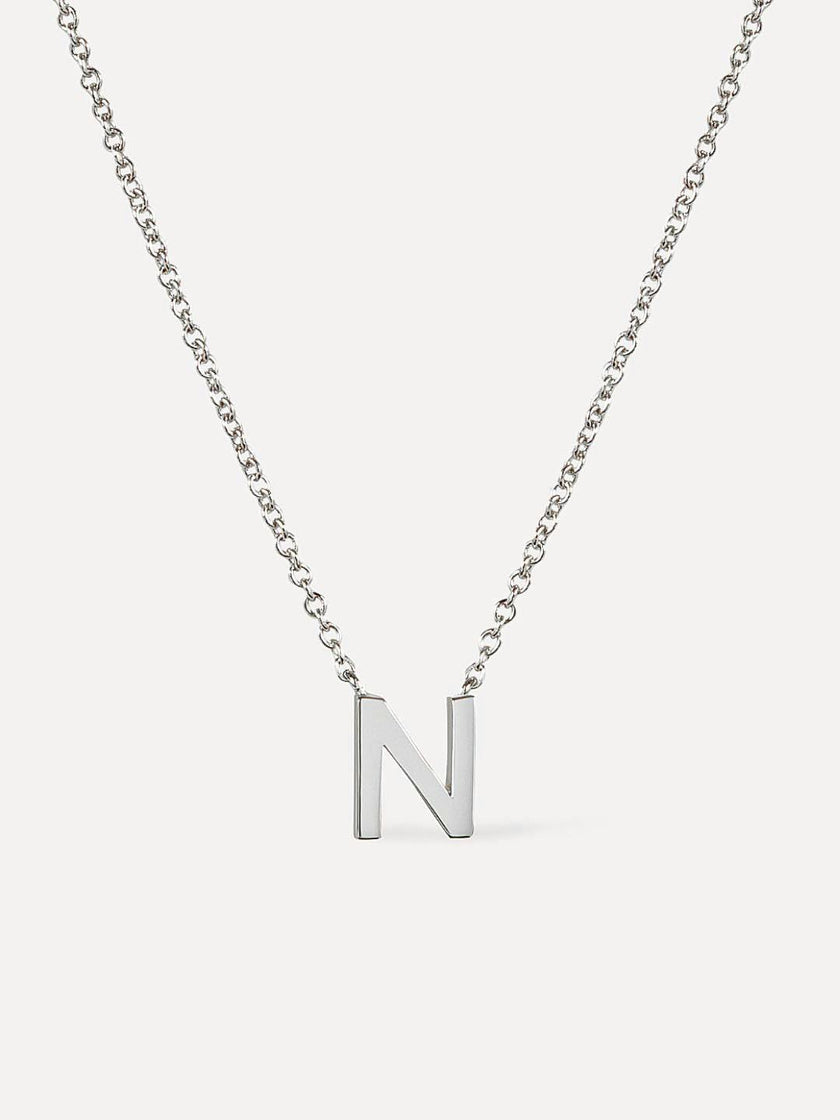 Silver Initial Necklace - Letter Necklace