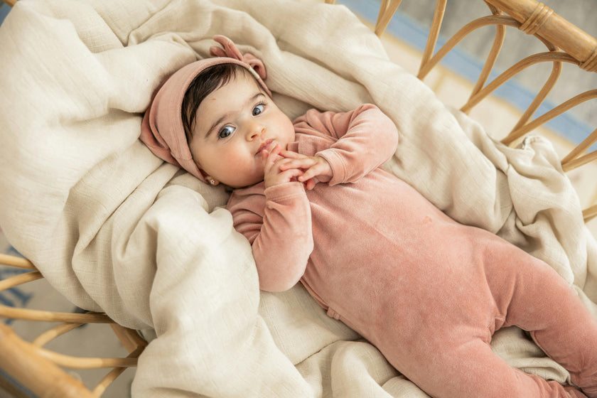Stitch Velour Bow Detail Snap Front Romper and Hat Two Piece Set