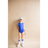 The Noho High Collar Front Half Zip One-Piece, Blue Deep