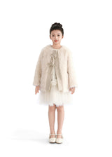 Cream Faux Fur & Wool Bow Coat