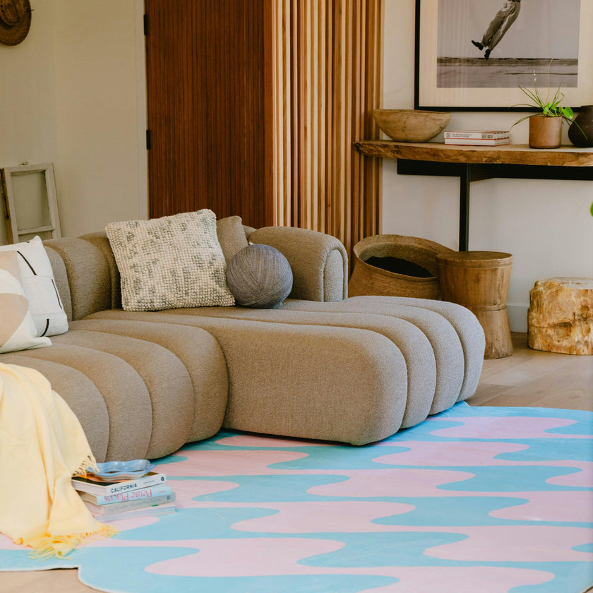 Pastel Irregular Shaped Wavy Rug by Johann Banta