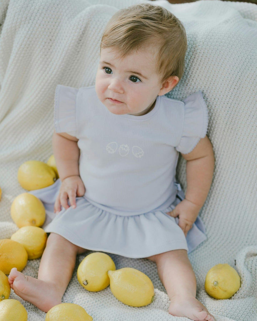 Cotton Rib Jersey Romper With Frill Lilac