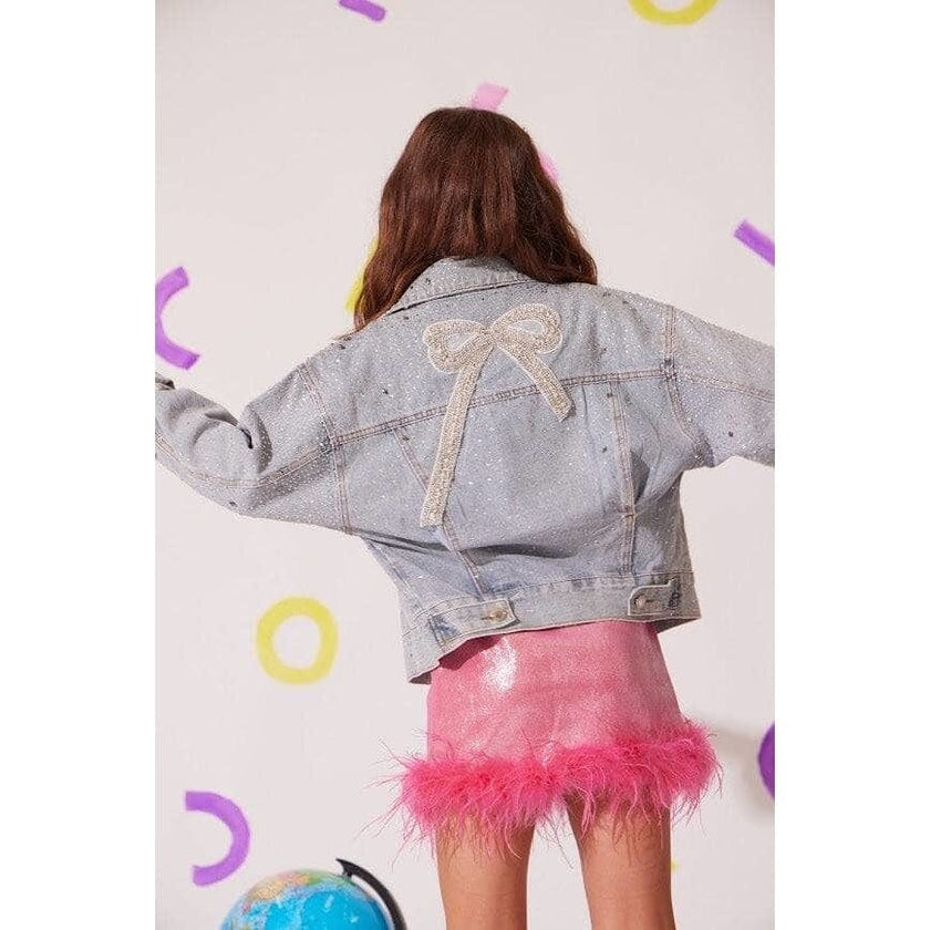 Crystal Bow Denim Jacket