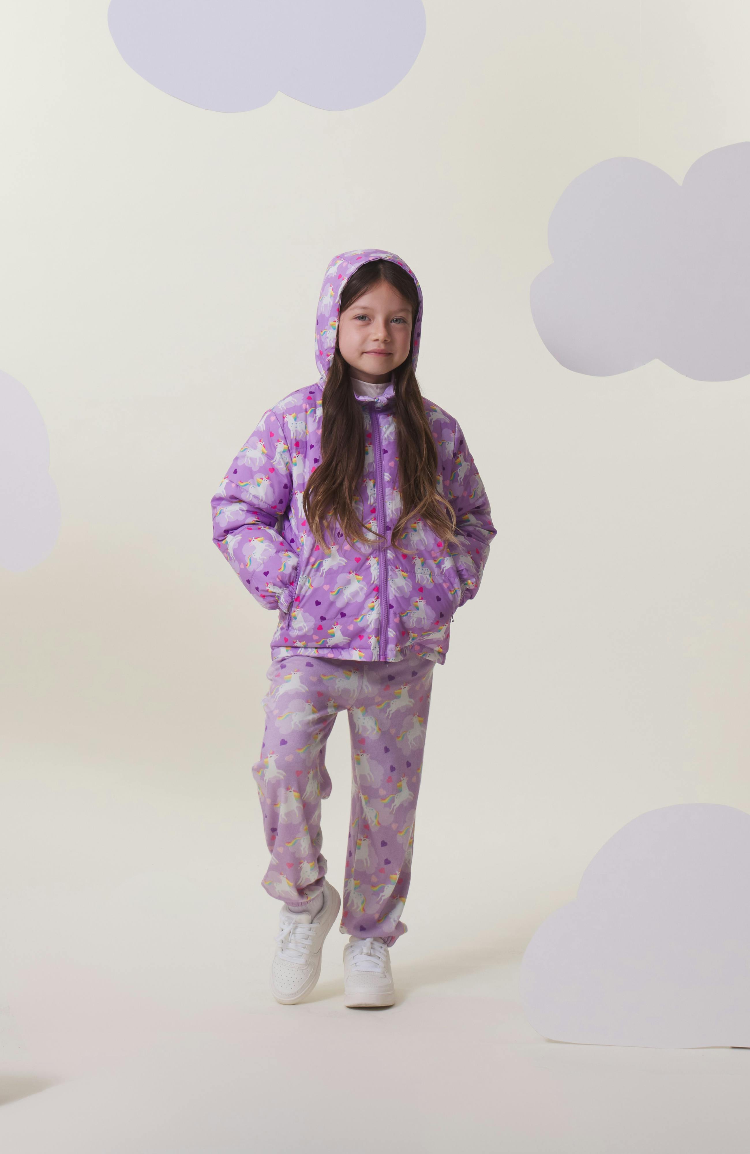 Blake Hooded Reversible Lightweight Down Puffer Jacket, Flying Unicorn