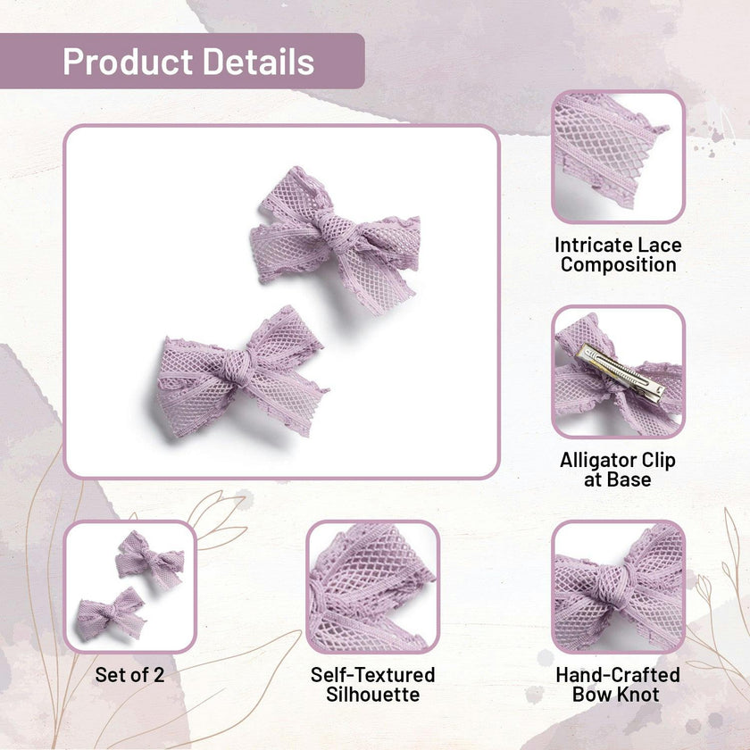 Halo Luxe Mae Lattice Lace Double Clip Set - Lavender