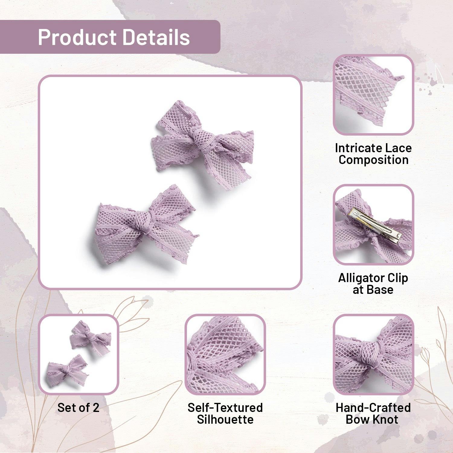 Halo Luxe Mae Lattice Lace Double Clip Set - Lavender