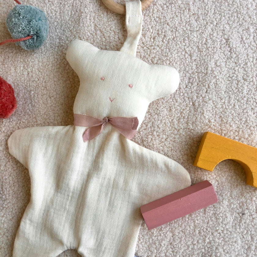 Cachou the Lovey with Removable Wood Teething Ring