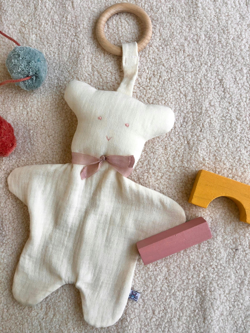 Cachou the Lovey with Removable Wood Teething Ring