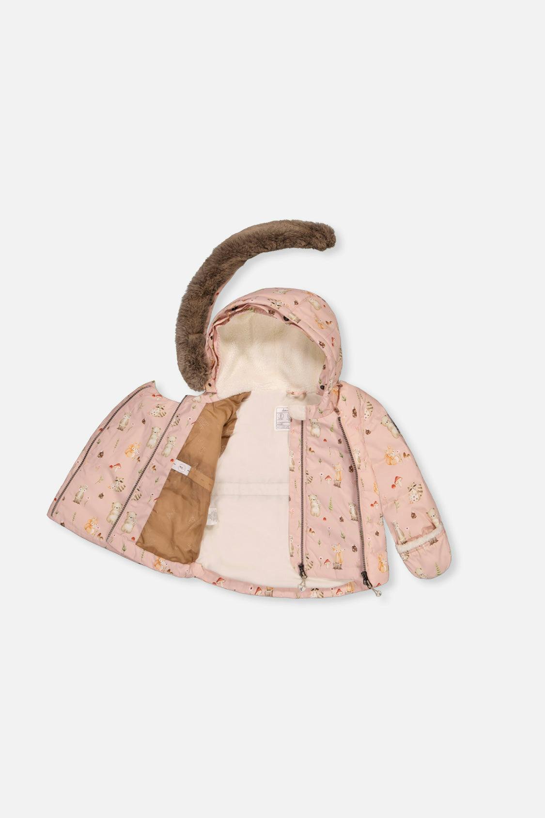 Baby Two Piece Snowsuit Pink Animal Print