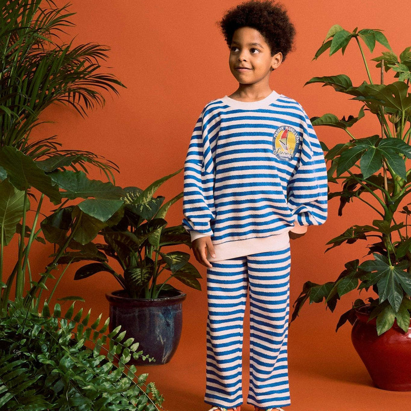 LEVANTE STRIPED KNIT SWEATSHIRT WHITE & BLUE