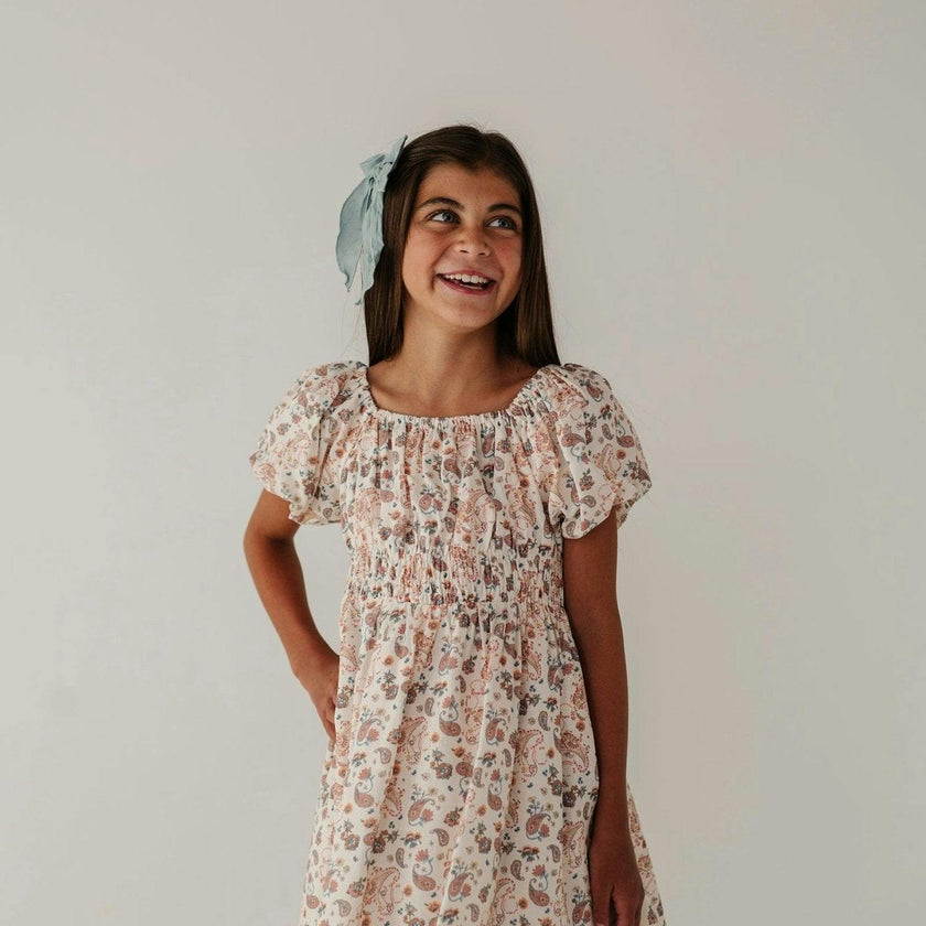 Peasant Bubble Sleeve Dress Isabella Paisley