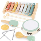 Fun Musical Instruments for Toddlers - Wooden Montessori Toy Gift for Babies & Kids 1-3 - Explore Sounds Through Play - Incl. Xylophone