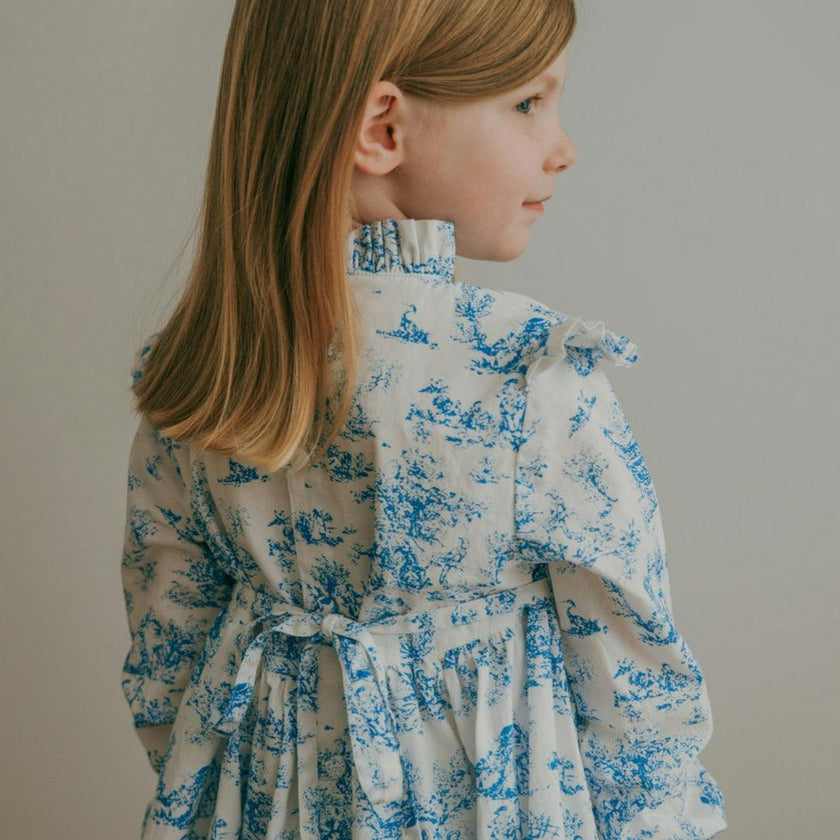 Aoki Blue Toile Dress| Long Sleeve