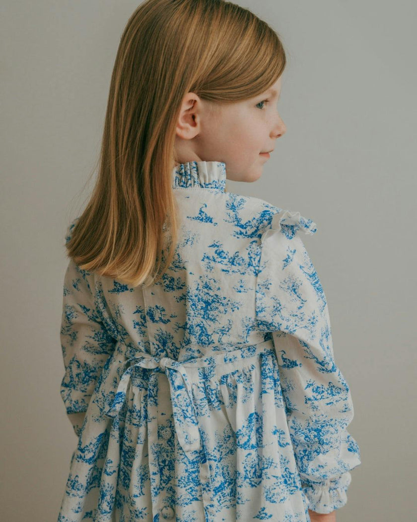 Aoki Blue Toile Dress| Long Sleeve