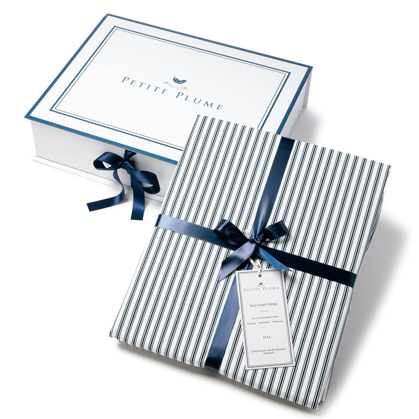 Luxe Premium Cotton Navy French Ticking Crib Sheet