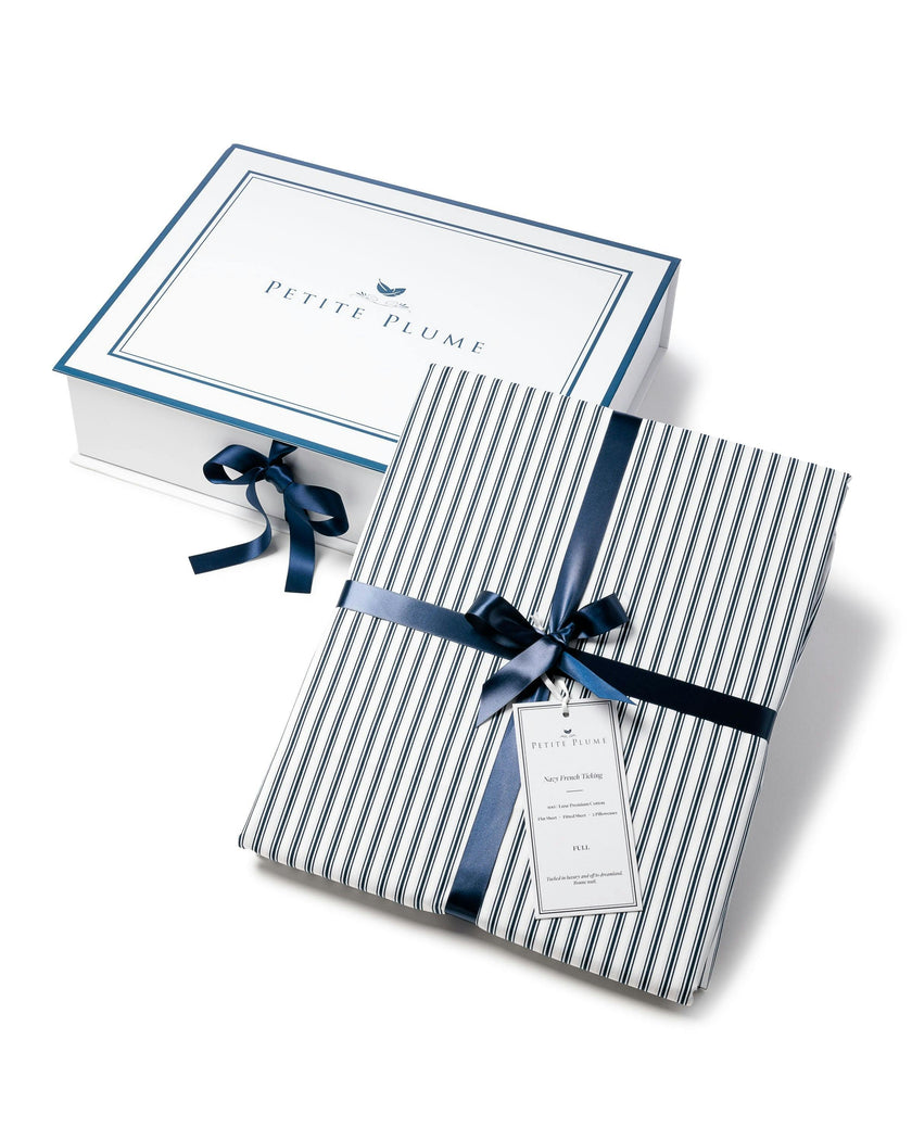 Luxe Premium Cotton Navy French Ticking Crib Sheet
