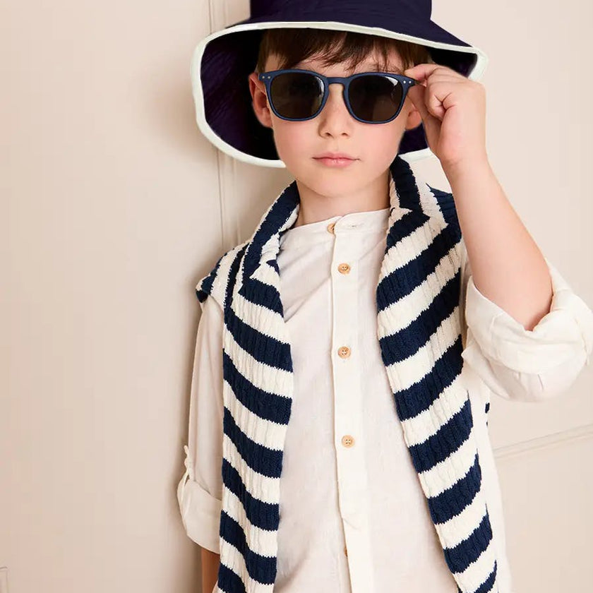Boat Embroidered Beach Hat in Navy (S-L)