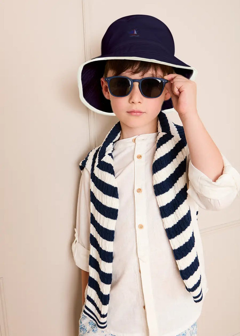 Boat Embroidered Beach Hat in Navy (S-L)