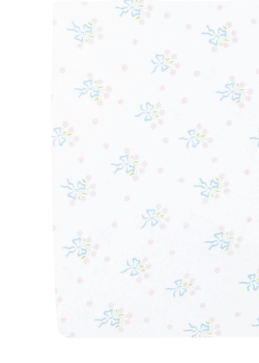 Pima Crib Sheet - Blue Bow Bouquet