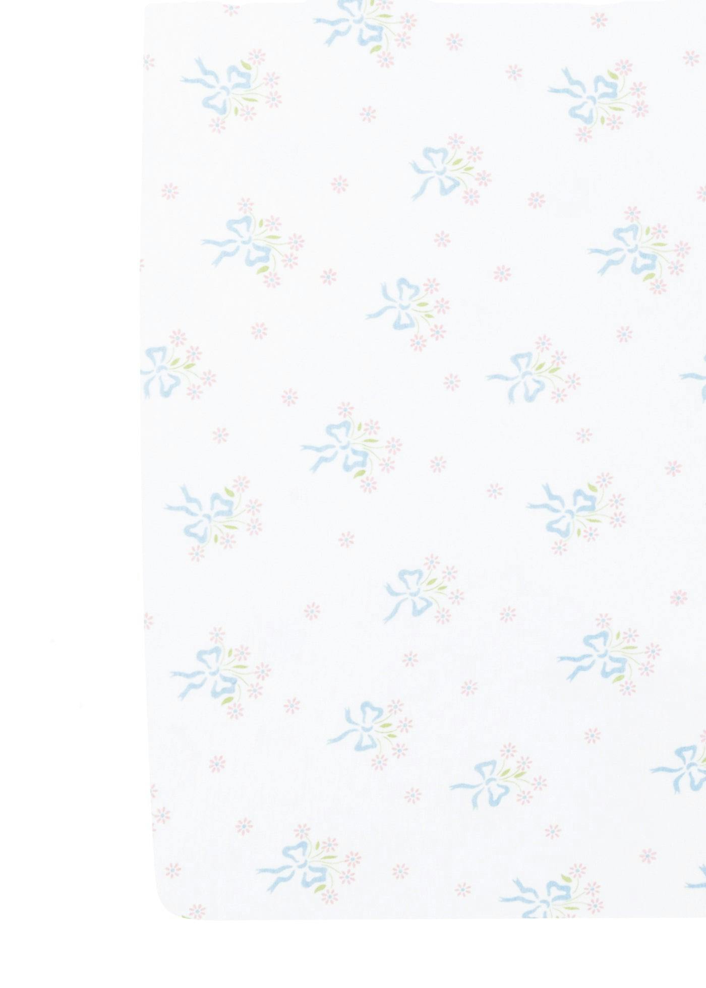 Pima Crib Sheet - Blue Bow Bouquet