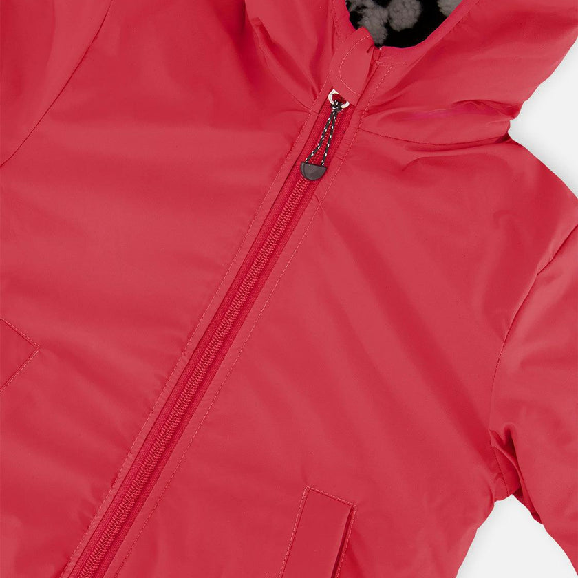 Reversible Mid-Season Jacket Pink And Black Printed Flowers