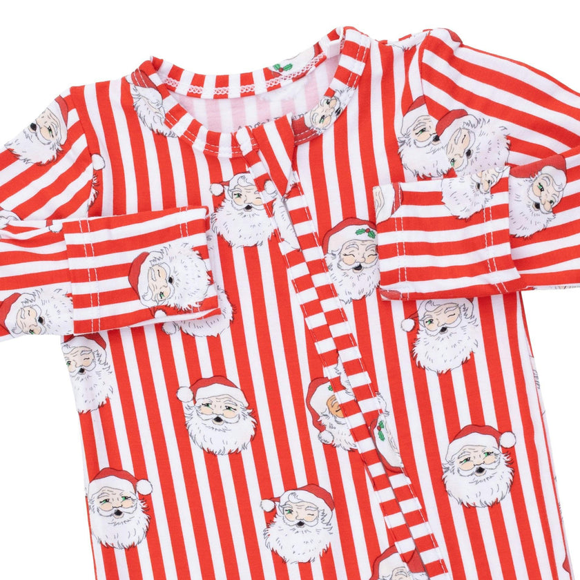 Vintage Santa Stripe - 2 Way Zipper Footie