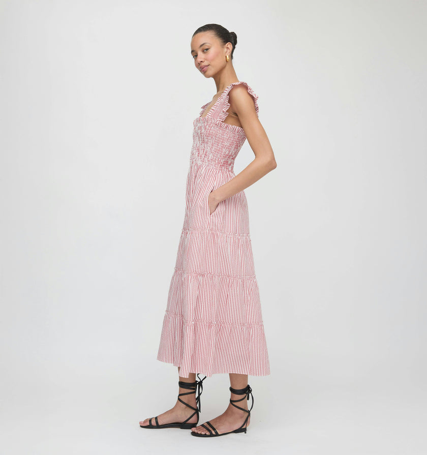 The Ellie Nap Dress - Red Ticking Stripe