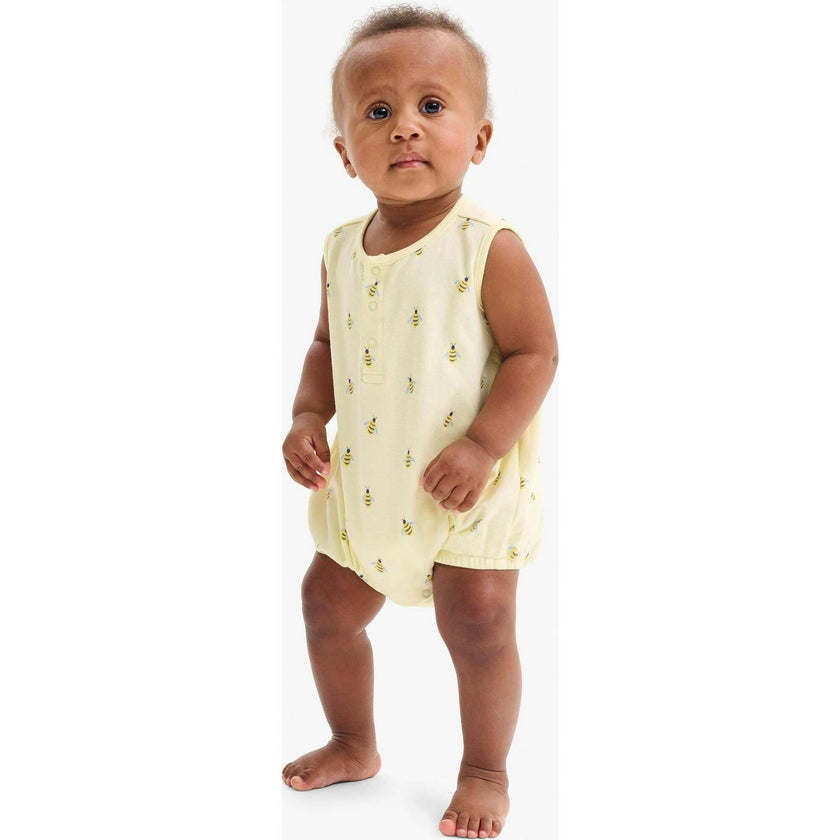 Baby organic henley tank shortie in baby bugs