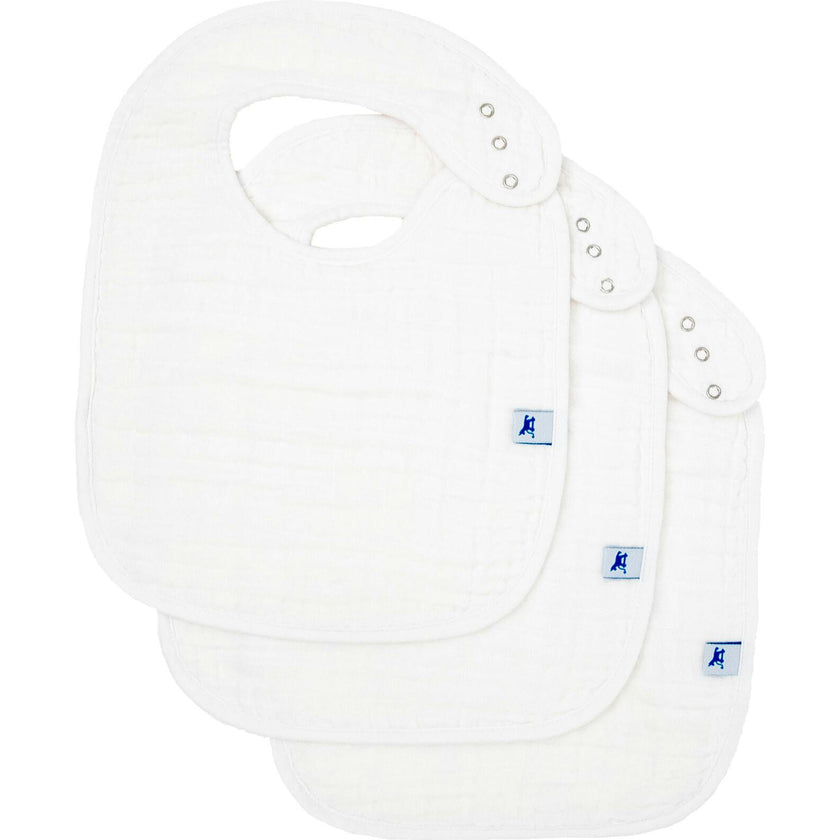 Cotton Muslin Classic Bib 3 Pack - White