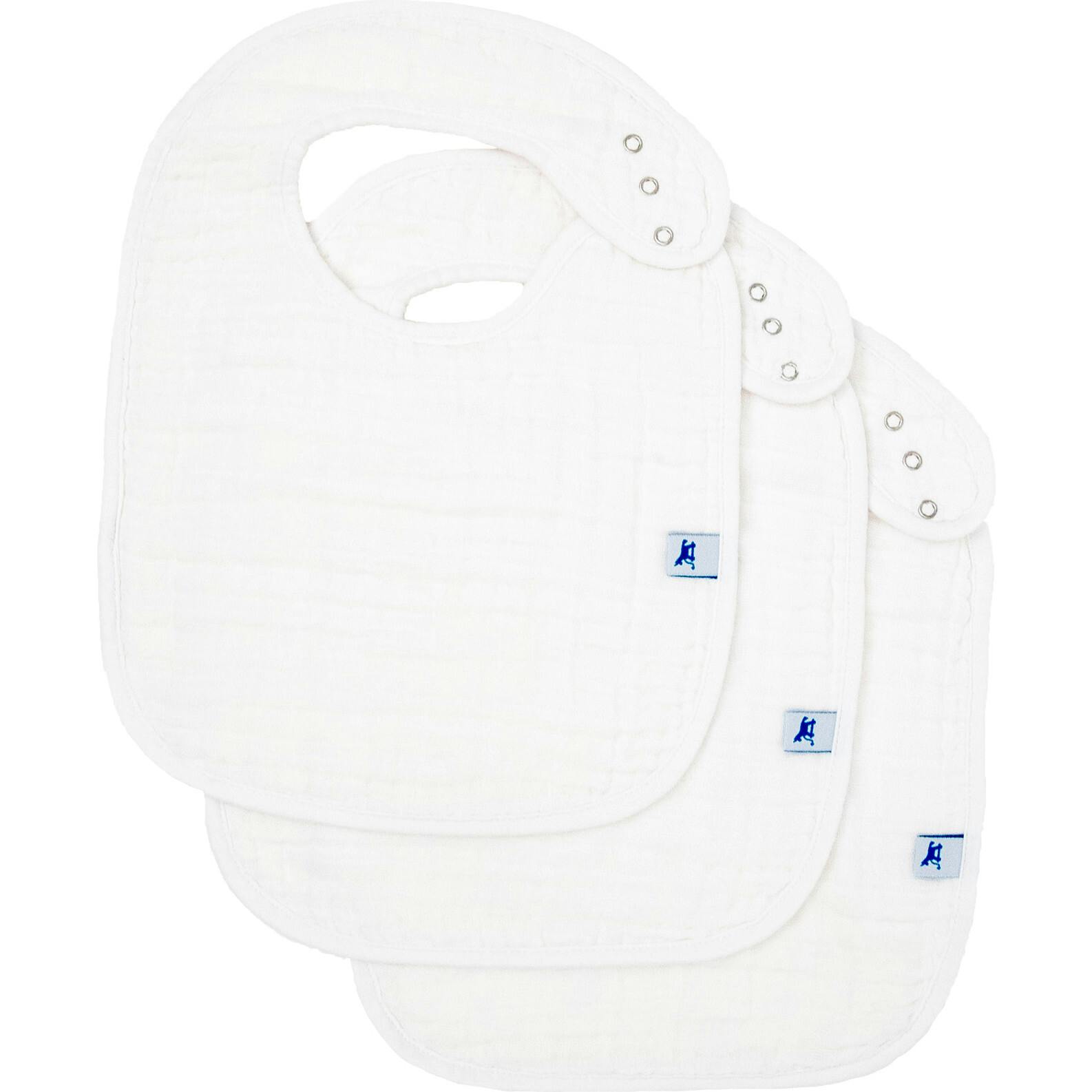 Cotton Muslin Classic Bib 3 Pack - White