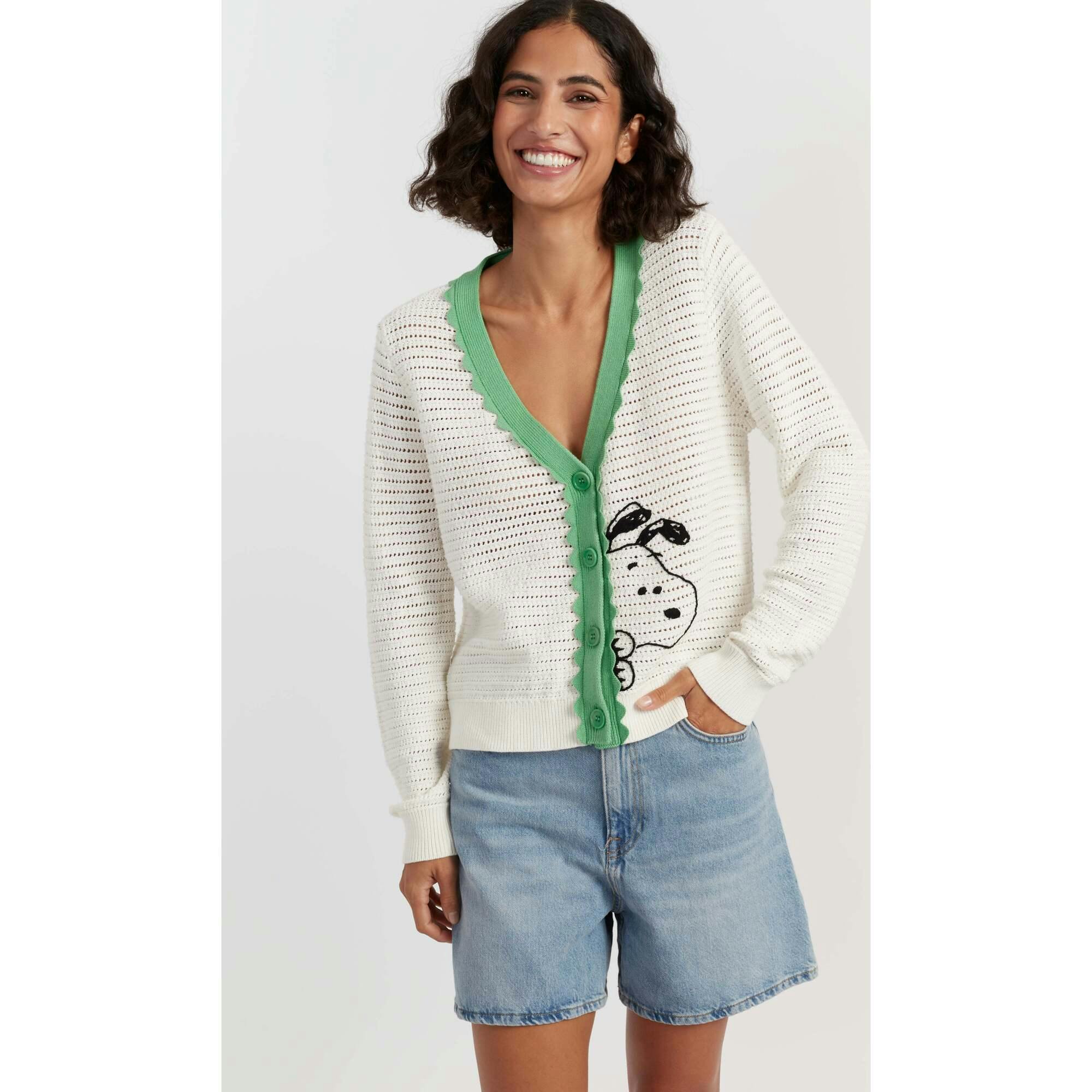 Cotton Snoopy Crochet Peekabo Cardigan